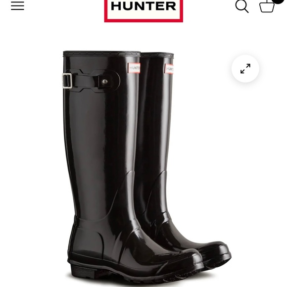Hunter Original Tall Gloss Rain Boots & Cable Boot Socks - Picture 3 of 8